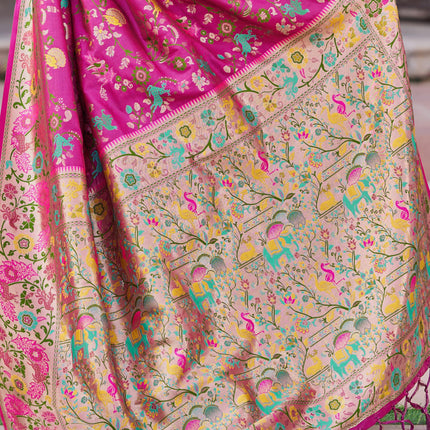 SWORNOF Women's Kanjivaram Soft Silk Banarasi Sarees With Unstiched Blouse Piece (RANI) 