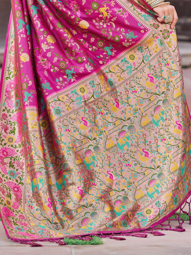 SWORNOF Women's Kanjivaram Soft Silk Banarasi Sarees With Unstiched Blouse Piece (RANI) 