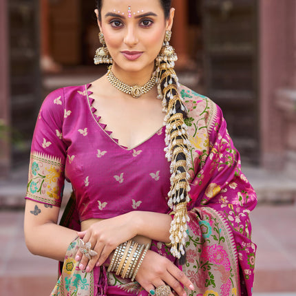 SWORNOF Women's Kanjivaram Soft Silk Banarasi Sarees With Unstiched Blouse Piece (RANI) 