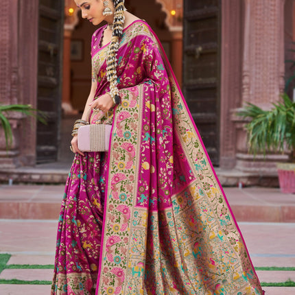 SWORNOF Women's Kanjivaram Soft Silk Banarasi Sarees With Unstiched Blouse Piece (RANI) 