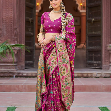 SWORNOF Women's Kanjivaram Soft Silk Banarasi Sarees With Unstiched Blouse Piece (RANI) 