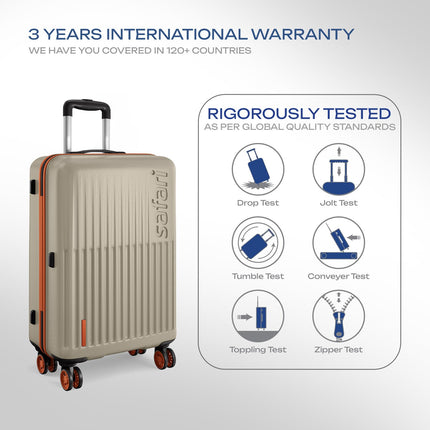 Safari Astra Neo 8 Wheels 76cm Large size Check-in Trolley Bag, Hard Case Polycarbonate, 360 Degree Wheeling Luggage for Men & Women, Travel Bag, Suitcase for Travel, Trolley Bag for Travel, Champagne 