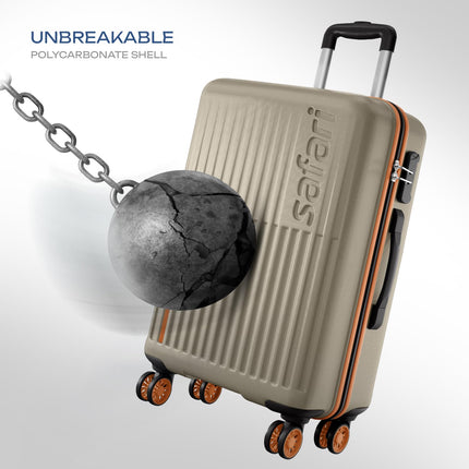 Safari Astra Neo 8 Wheels 76cm Large size Check-in Trolley Bag, Hard Case Polycarbonate, 360 Degree Wheeling Luggage for Men & Women, Travel Bag, Suitcase for Travel, Trolley Bag for Travel, Champagne 