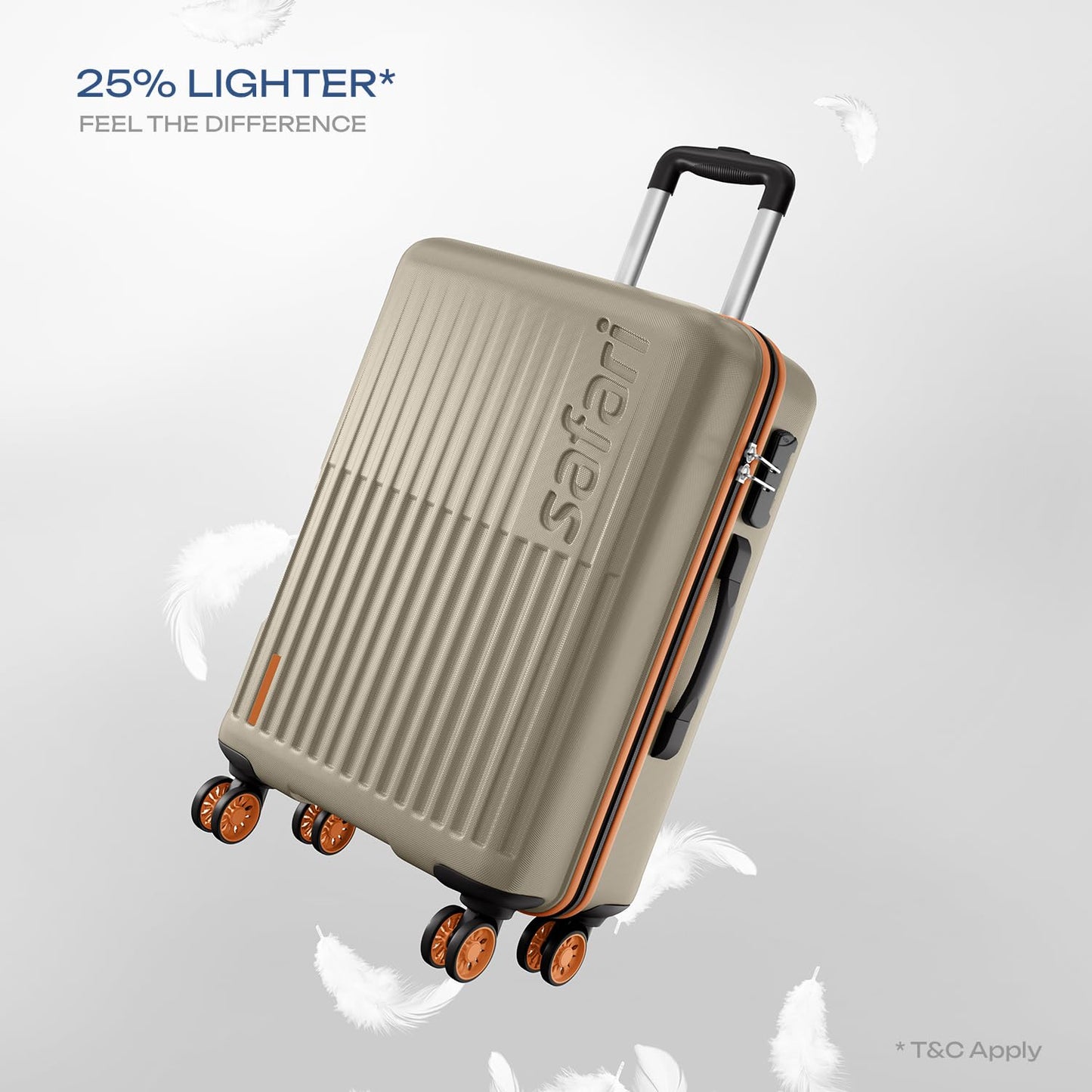 Safari Astra Neo 8 Wheels 76cm Large size Check-in Trolley Bag, Hard Case Polycarbonate, 360 Degree Wheeling Luggage for Men & Women, Travel Bag, Suitcase for Travel, Trolley Bag for Travel, Champagne 