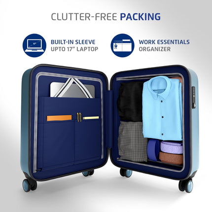 Safari Aviator 50 cm Cabin Overnighter Laptop Trolley Bag, Hard Case Polycarbonate, TSA Lock, 8 Wheels 360 Degree Wheeling Carry on Luggage, Suitcase for Travel, Trolley Bags for Travel, Pearl Blue 