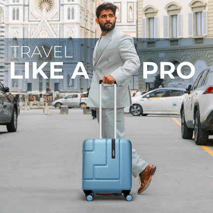 Safari Aviator 50 cm Cabin Overnighter Laptop Trolley Bag, Hard Case Polycarbonate, TSA Lock, 8 Wheels 360 Degree Wheeling Carry on Luggage, Suitcase for Travel, Trolley Bags for Travel, Pearl Blue 