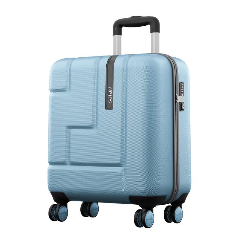 Safari Aviator 50Cm Cabin Overnighter Laptop Trolley Bag Pearl Blue Hard Polycarbonate TSA Lock 8 Wheels