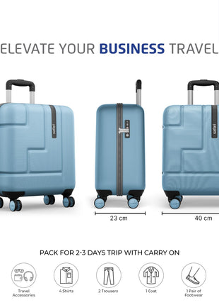 Safari Aviator 50 cm Cabin Overnighter Laptop Trolley Bag, Hard Case Polycarbonate, TSA Lock, 8 Wheels 360 Degree Wheeling Carry on Luggage, Suitcase for Travel, Trolley Bags for Travel, Pearl Blue 