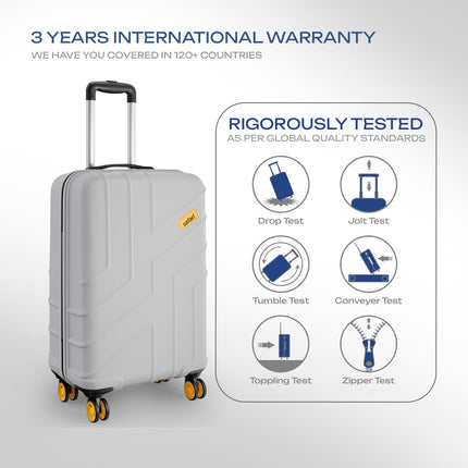 Safari Cabin Stratos 8 Wheels 55cm Size Trolley Bag, Hard Case Polycarbonate, 360º Wheeling Carry-on Luggage for Men & Women, Travel Bag, Suitcase for Travel, Trolley Bags for Travel, Cloud Grey 