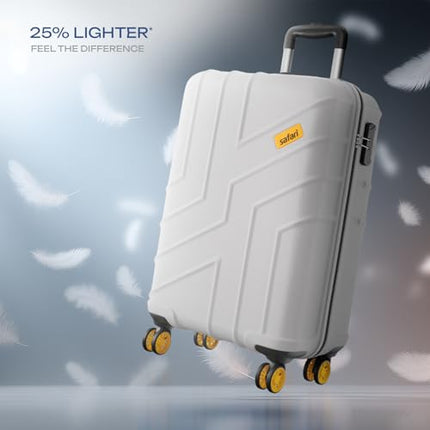 Safari Cabin Stratos 8 Wheels 55cm Size Trolley Bag, Hard Case Polycarbonate, 360º Wheeling Carry-on Luggage for Men & Women, Travel Bag, Suitcase for Travel, Trolley Bags for Travel, Cloud Grey 