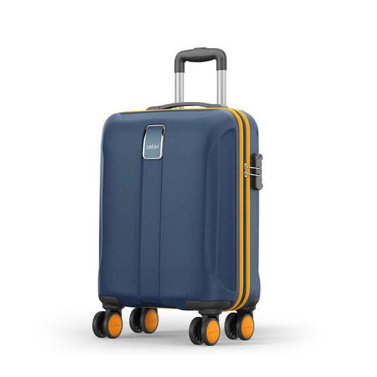 Safari Cabin Thorium Neo 8 Wheels 55 Cm Small Trolley Bag Hard Case Polycarbonate 360 Degree Wheeling System Luggage, Trolley Bags for Travel, Suitcase for Travel, Graphite Blue 