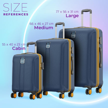 Safari Cabin Thorium Neo 8 Wheels 55 Cm Small Trolley Bag Hard Case Polycarbonate 360 Degree Wheeling System Luggage, Trolley Bags for Travel, Suitcase for Travel, Graphite Blue 