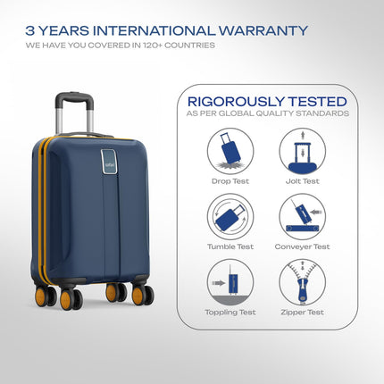 Safari Cabin Thorium Neo 8 Wheels 55 Cm Small Trolley Bag Hard Case Polycarbonate 360 Degree Wheeling System Luggage, Trolley Bags for Travel, Suitcase for Travel, Graphite Blue 