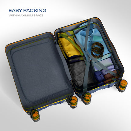 Safari Cabin Thorium Neo 8 Wheels 55 Cm Small Trolley Bag Hard Case Polycarbonate 360 Degree Wheeling System Luggage, Trolley Bags for Travel, Suitcase for Travel, Graphite Blue 