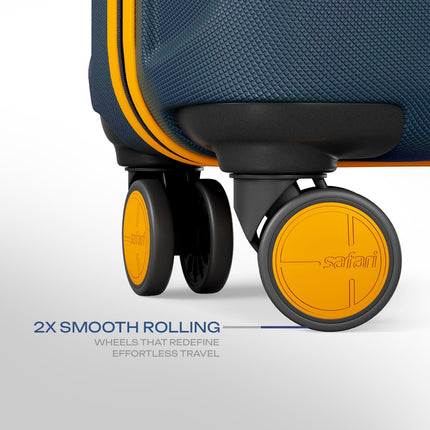 Safari Cabin Thorium Neo 8 Wheels 55 Cm Small Trolley Bag Hard Case Polycarbonate 360 Degree Wheeling System Luggage, Trolley Bags for Travel, Suitcase for Travel, Graphite Blue 