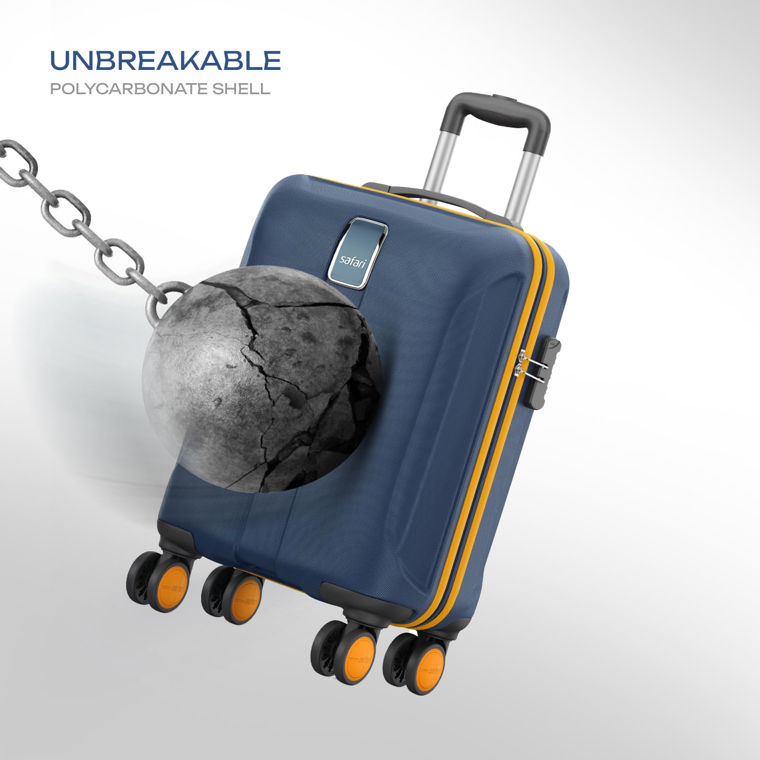 Safari Cabin Thorium Neo 8 Wheels 55 Cm Small Trolley Bag Hard Case Polycarbonate 360 Degree Wheeling System Luggage, Trolley Bags for Travel, Suitcase for Travel, Graphite Blue 