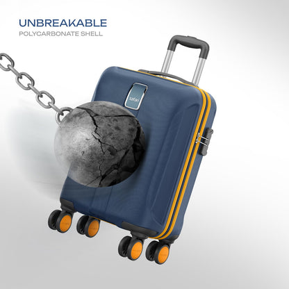 Safari Cabin Thorium Neo 8 Wheels 55 Cm Small Trolley Bag Hard Case Polycarbonate 360 Degree Wheeling System Luggage, Trolley Bags for Travel, Suitcase for Travel, Graphite Blue 