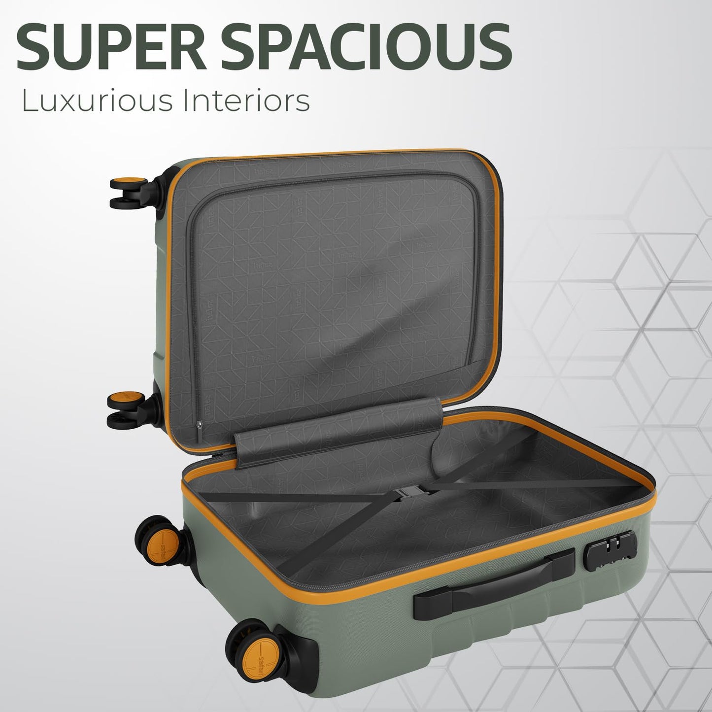 Safari Crescent 8 Wheels 76cm Large Check-in Trolley Bag Hard Case Polycarbonate 360 Degree Wheeling System Luggage, Travel Bag, Suitcase for Travel, Trolley Bags for Travel, Thyme Green 