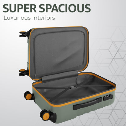 Safari Crescent 8 Wheels 76cm Large Check-in Trolley Bag Hard Case Polycarbonate 360 Degree Wheeling System Luggage, Travel Bag, Suitcase for Travel, Trolley Bags for Travel, Thyme Green 