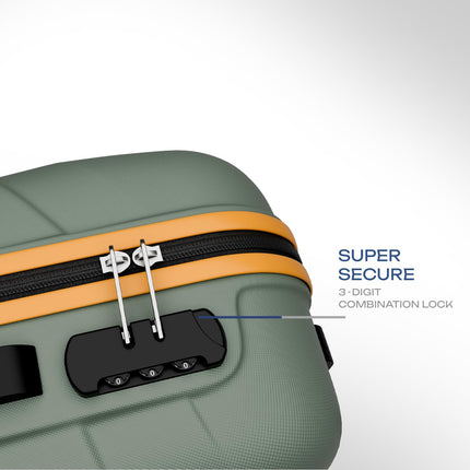 Safari Crescent 8 Wheels Cabin Trolley Bag, Hard Case Polycarbonate with 360 Degree Wheeling System Luggage, Suitcase for Travel, Thyme Green, 56cm, Small 