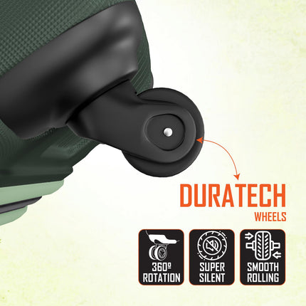 Safari Genius Alley 55cm Cabin Trolley Bag Hard Case Polypropylene, 4 Spinner Wheels, 360 Degree Wheeling Carry on Luggage, Travel Bag, Suitcase for Travel, Trolley Bags for Travel, Deep Forrest 