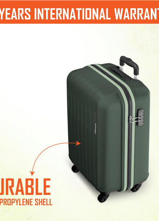 Safari Genius Alley 55cm Cabin Trolley Bag Hard Case Polypropylene, 4 Spinner Wheels, 360 Degree Wheeling Carry on Luggage, Travel Bag, Suitcase for Travel, Trolley Bags for Travel, Deep Forrest 