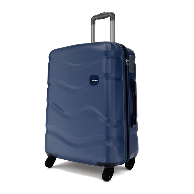 Safari Genius Fortis 66cm Medium Size Check-in Trolley Bag Hard Case Polycarbonate, 4 Spinner Wheels, 360 Degree Wheeling Luggage, Travel Bag, Suitcase for Travel, Trolley Bags for Travel, Blue 
