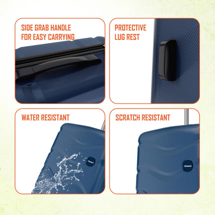 Safari Genius Fortis 66cm Medium Size Check-in Trolley Bag Hard Case Polycarbonate, 4 Spinner Wheels, 360 Degree Wheeling Luggage, Travel Bag, Suitcase for Travel, Trolley Bags for Travel, Blue 