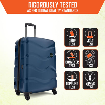 Safari Genius Fortis 66cm Medium Size Check-in Trolley Bag Hard Case Polycarbonate, 4 Spinner Wheels, 360 Degree Wheeling Luggage, Travel Bag, Suitcase for Travel, Trolley Bags for Travel, Blue 