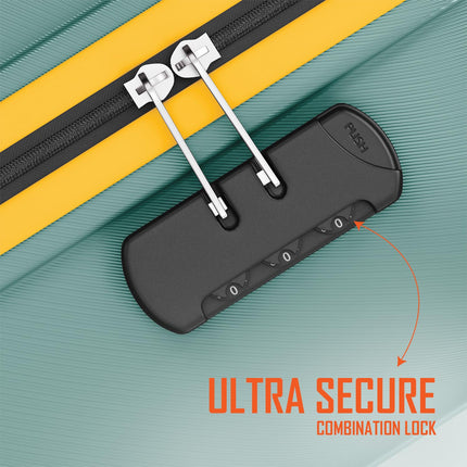 Safari Genius Theo 8 Wheels 55cm Cabin Size Trolley Bag, Hard Case Polycarbonate, 360 Degree Wheeling Small Carry-on Luggage, Suitcase for Travel, Trolley Bags for Travel, Sage Green 