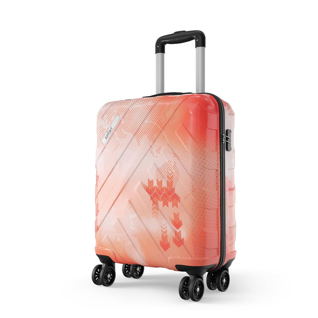 Safari Matrix 8 Wheels 55cm Cabin Size Trolley Bag, Hard Case Polycarbonate, 360 Degree Wheeling Small Carry-on Luggage, Suitcase for Travel, Trolley Bags for Travel, Printed 