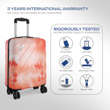 Safari Matrix 8 Wheels 55cm Cabin Size Trolley Bag, Hard Case Polycarbonate, 360 Degree Wheeling Small Carry-on Luggage, Suitcase for Travel, Trolley Bags for Travel, Printed 