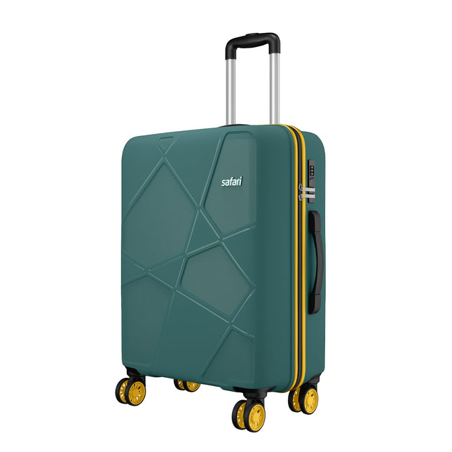 Safari Pentagon Neo 8 Wheels 66Cm Medium Checkin Trolley Bag Hard Case Polypropylene, 360 Degree Wheeling Luggage, Travel Bag, Suitcase for Travel, Trolley Bags for Travel, Sage Green 
