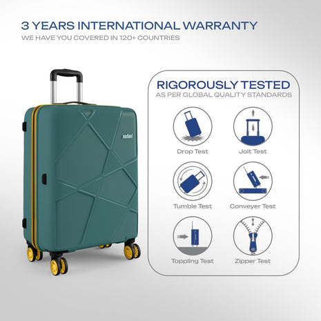 Safari Pentagon Neo 8 Wheels 66Cm Medium Checkin Trolley Bag Hard Case Polypropylene, 360 Degree Wheeling Luggage, Travel Bag, Suitcase for Travel, Trolley Bags for Travel, Sage Green 