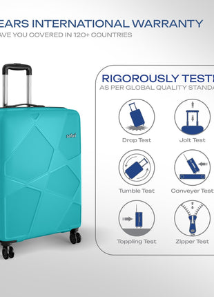 Safari Pentagon Pro 8 Wheels Set of 3 (Cabin + Medium + Large) Trolley Bags, Hard Case Polypropylene, 360º Wheeling Luggage, Suitcase for Travel, Cyan 