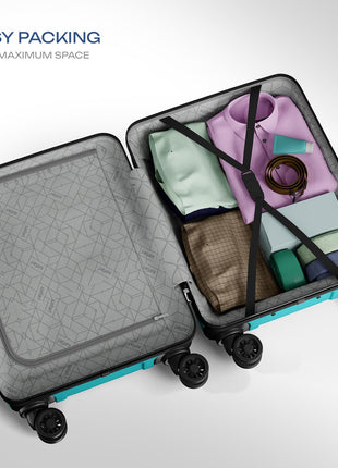 Safari Pentagon Pro 8 Wheels Set of 3 (Cabin + Medium + Large) Trolley Bags, Hard Case Polypropylene, 360º Wheeling Luggage, Suitcase for Travel, Cyan 