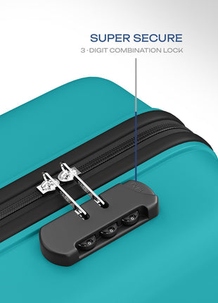 Safari Pentagon Pro 8 Wheels Set of 3 (Cabin + Medium + Large) Trolley Bags, Hard Case Polypropylene, 360º Wheeling Luggage, Suitcase for Travel, Cyan 
