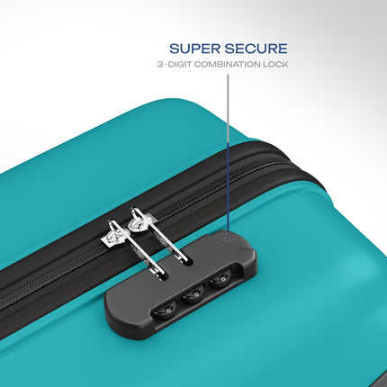 Safari Pentagon Pro 8 Wheels Set of 3 (Cabin + Medium + Large) Trolley Bags, Hard Case Polypropylene, 360º Wheeling Luggage, Suitcase for Travel, Cyan 