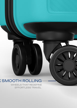 Safari Pentagon Pro 8 Wheels Set of 3 (Cabin + Medium + Large) Trolley Bags, Hard Case Polypropylene, 360º Wheeling Luggage, Suitcase for Travel, Cyan 