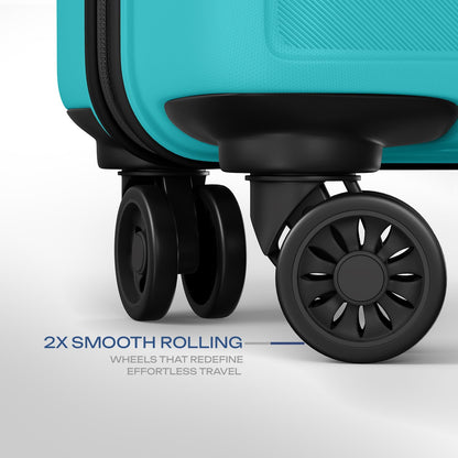 Safari Pentagon Pro 8 Wheels Set of 3 (Cabin + Medium + Large) Trolley Bags, Hard Case Polypropylene, 360º Wheeling Luggage, Suitcase for Travel, Cyan 