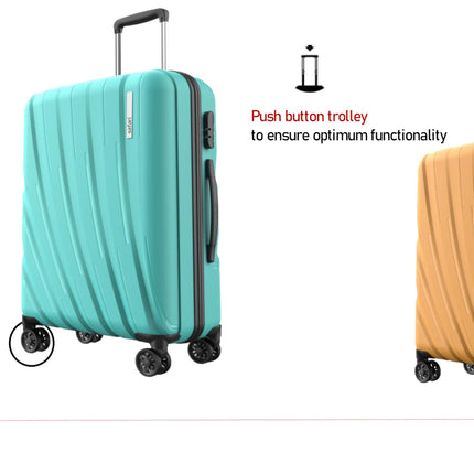 Safari Polyproplyene Hard Shell Cairo 8 Wheels, 5 Years Warranty (Cabin & Check-in) Trolley Spinner Luggage Set of 3, 55Cm, 66Cm & 75Cm, Small, Medium, Large (SAGE Green) 