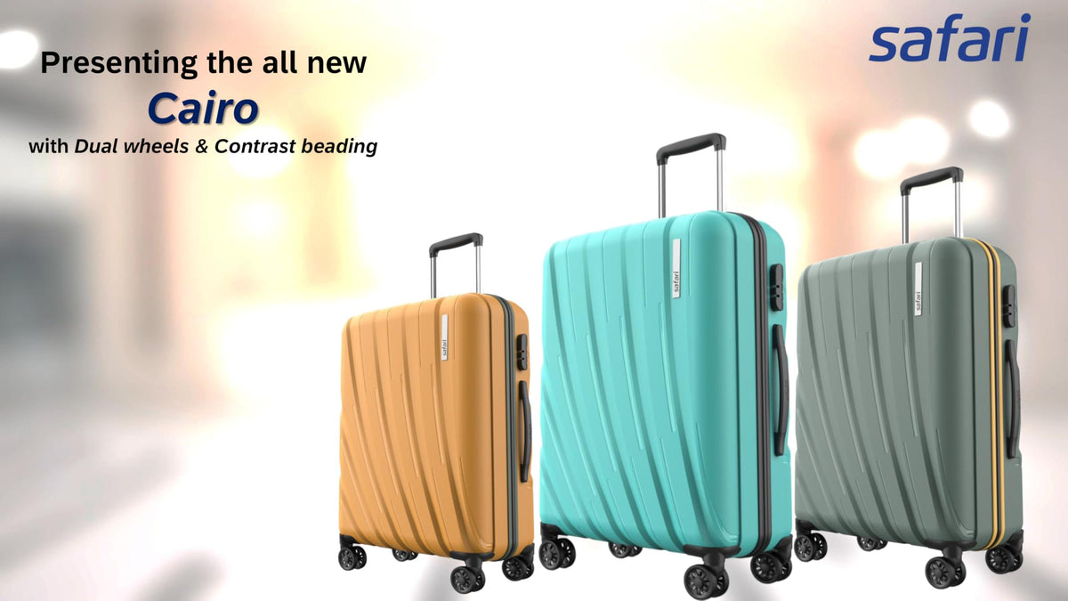 Safari Polyproplyene Hard Shell Cairo 8 Wheels, 5 Years Warranty (Cabin & Check-in) Trolley Spinner Luggage Set of 3, 55Cm, 66Cm & 75Cm, Small, Medium, Large (SAGE Green) 