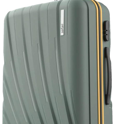 Safari Polyproplyene Hard Shell Cairo 8 Wheels, 5 Years Warranty (Cabin & Check-in) Trolley Spinner Luggage Set of 3, 55Cm, 66Cm & 75Cm, Small, Medium, Large (SAGE Green) 