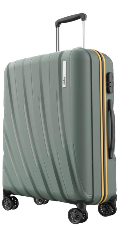 Safari Polyproplyene Hard Shell Cairo 8 Wheels, 5 Years Warranty (Cabin & Check-in) Trolley Spinner Luggage Set of 3, 55Cm, 66Cm & 75Cm, Small, Medium, Large (SAGE Green) 