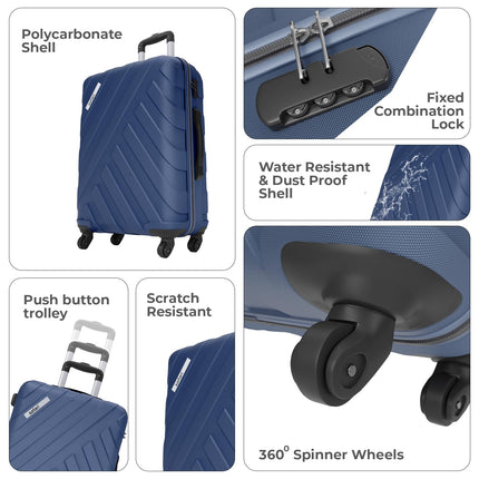 Safari Ray 55 Cms & 67 Cms Trolley Bag Hard Case Polycarbonate 4 Wheels 360 Degree Wheeling System Luggage, Travel Bag, Suitcase for Travel, Trolley Bags for Travel, Midnight Blue 