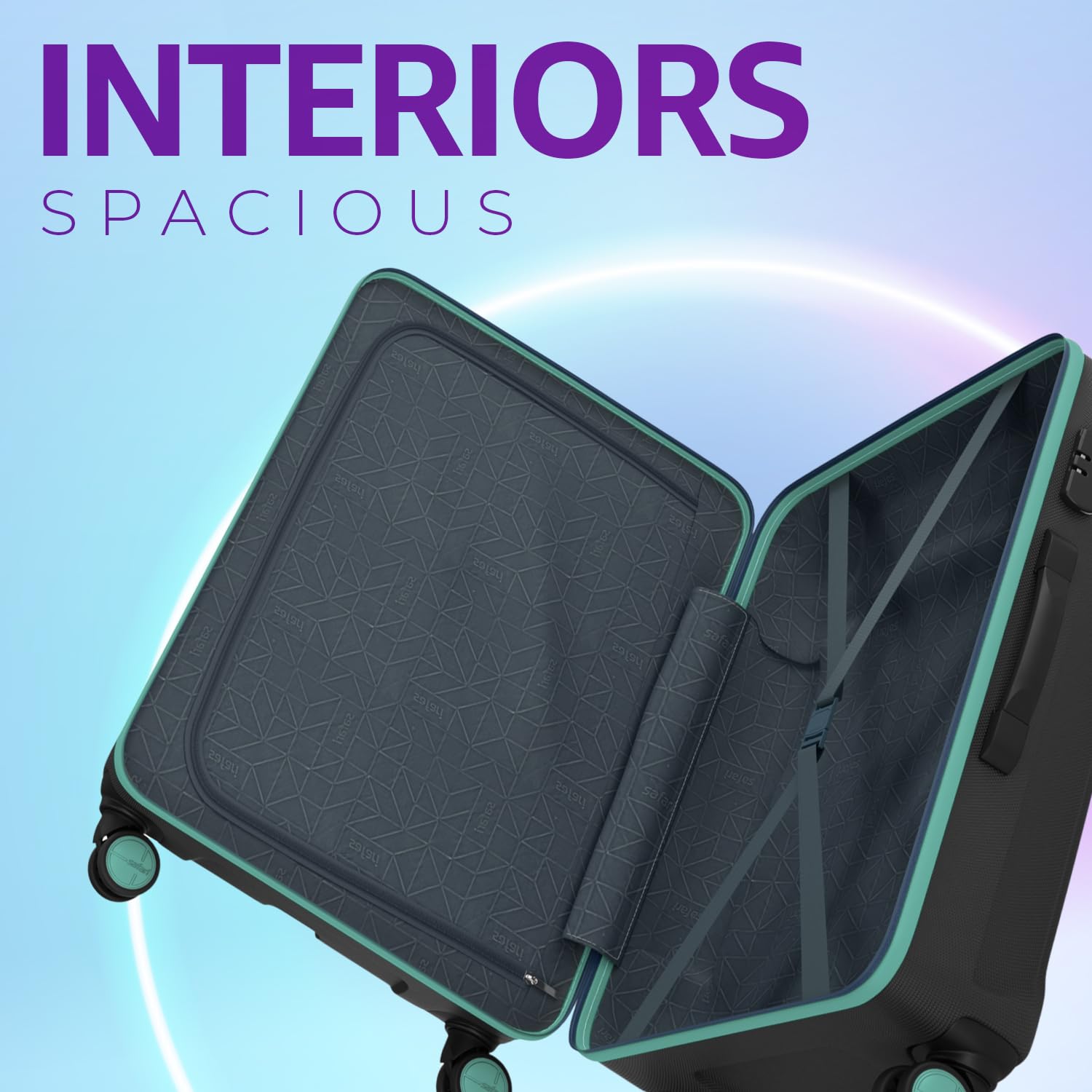 Safari Thorium Neo 8 Wheels 55 Cm Small Cabin Trolley Bag Hard Case Polycarbonate 360 Degree Wheeling System Luggage, Trolley Bags for Travel, Suitcase for Travel, Black 