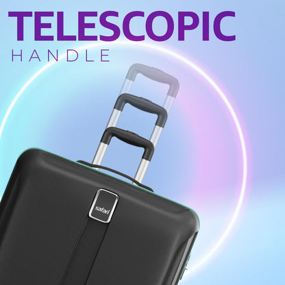 Safari Thorium Neo 8 Wheels 55 Cm Small Cabin Trolley Bag Hard Case Polycarbonate 360 Degree Wheeling System Luggage, Trolley Bags for Travel, Suitcase for Travel, Black 