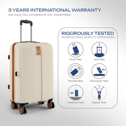Safari Thorium Royale 8 Wheels 66cm Medium Size Trolley Bag Hard Case Checkin Polycarbonate Luggage, TSA Lock, Wet Pouch Organized Interior, Suitcase for Travel, Trolley Bags for Travel, Vanilla Tan 