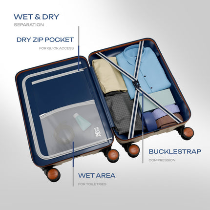 Safari Thorium Royale 8 Wheels 66cm Medium Size Trolley Bag Hard Case Checkin Polycarbonate Luggage, TSA Lock, Wet Pouch Organized Interior, Suitcase for Travel, Trolley Bags for Travel, Vanilla Tan 