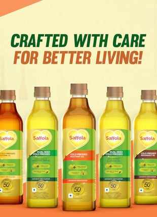 Saffola Cold Pressed Mustard Oil Omega 3 Cholesterol Support 1L Pack of 3 